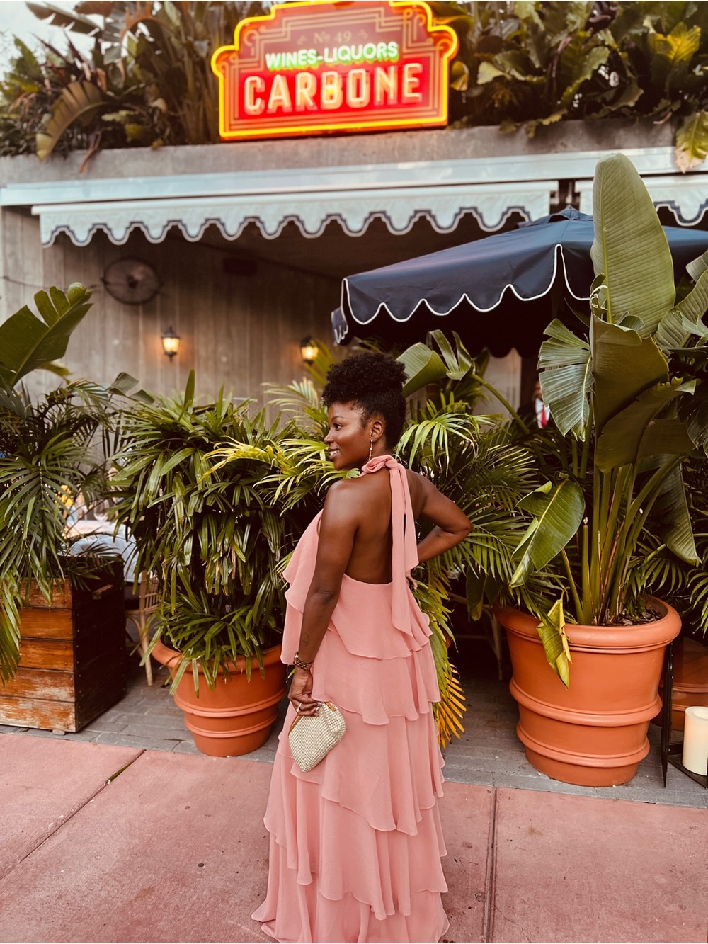ANTONIO MELANI Pink Tiered Maxi Dress